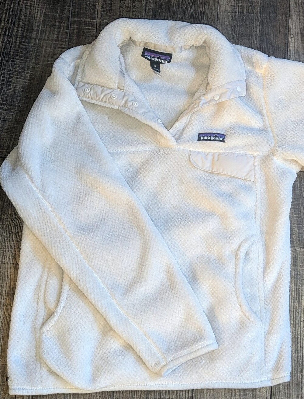 Patagonia Women's Raw Linen Re-Tool Snap-T Pullover Fleece Size Small EUC
